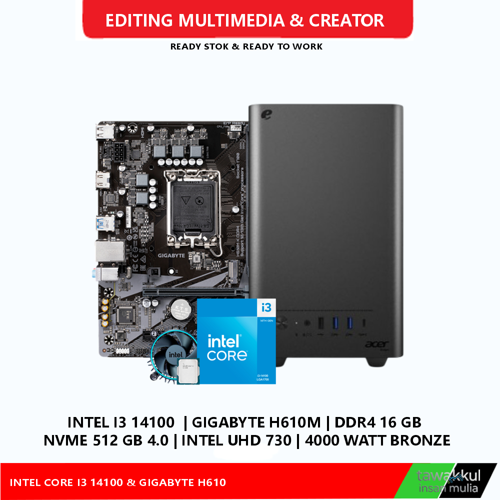 PC Rakitan Editing Multimedia Profesional  Intel Core i5 14400 NVme 512 GB Ram 16 GB