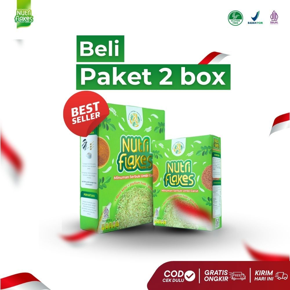 

Nutriflakes 2 Box Original – Sereal Diet Sehat Atasi Asam Lambung | BPOM & HALAL