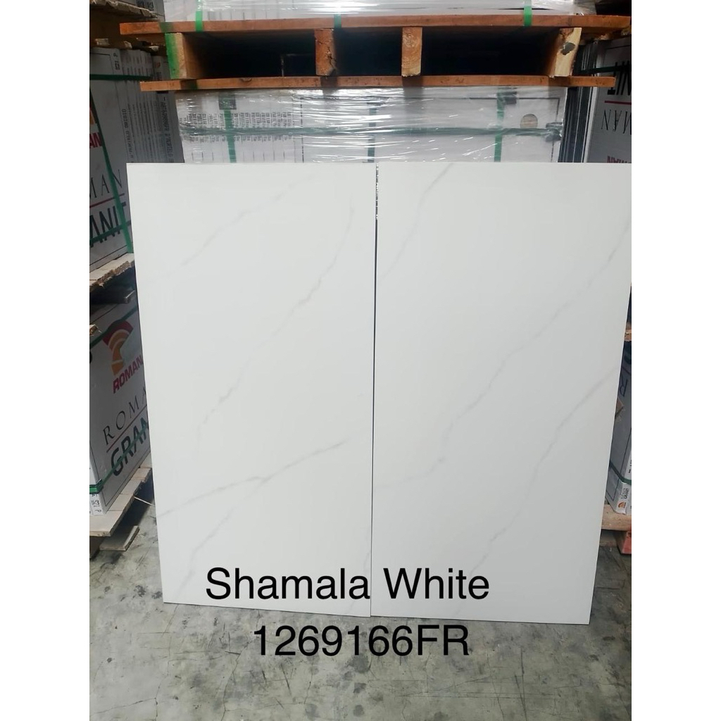 Granit 60x120 Kilap PARVATI Shamala White Motif Putih Corak Abu Halus