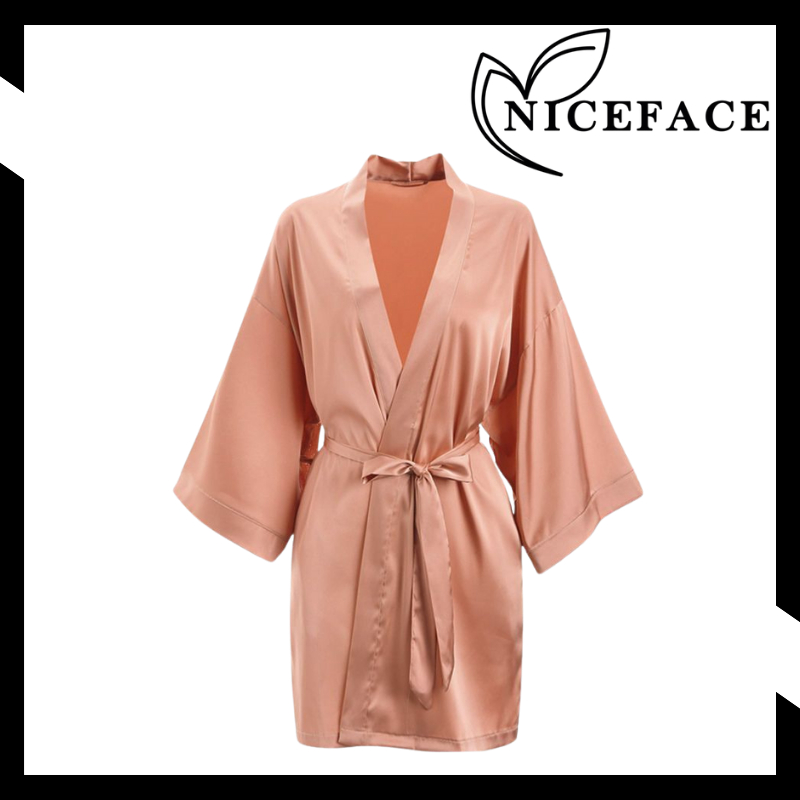 NICEFACE - Baju Tidur Kimono Set Lace Bahan Satin AsCalor Sutra Piyama