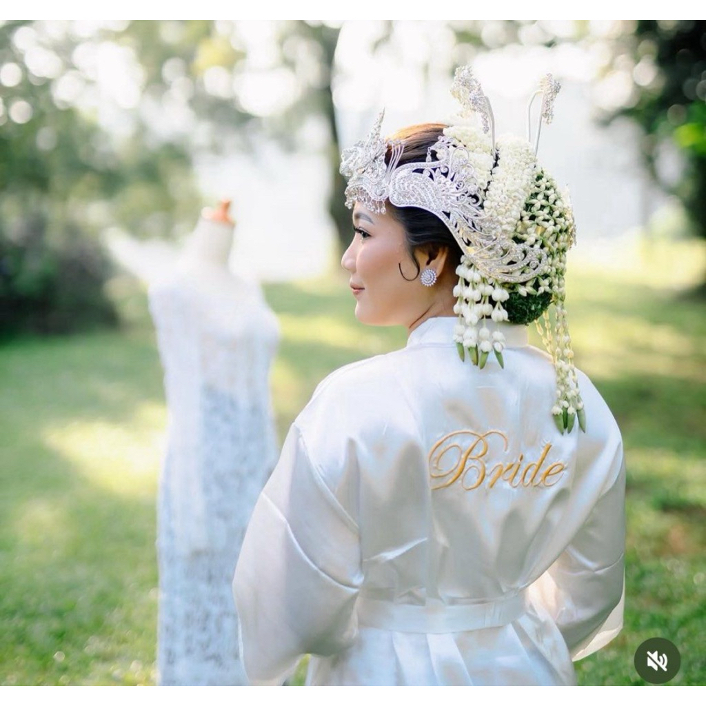 wedding robe preloved+corsage