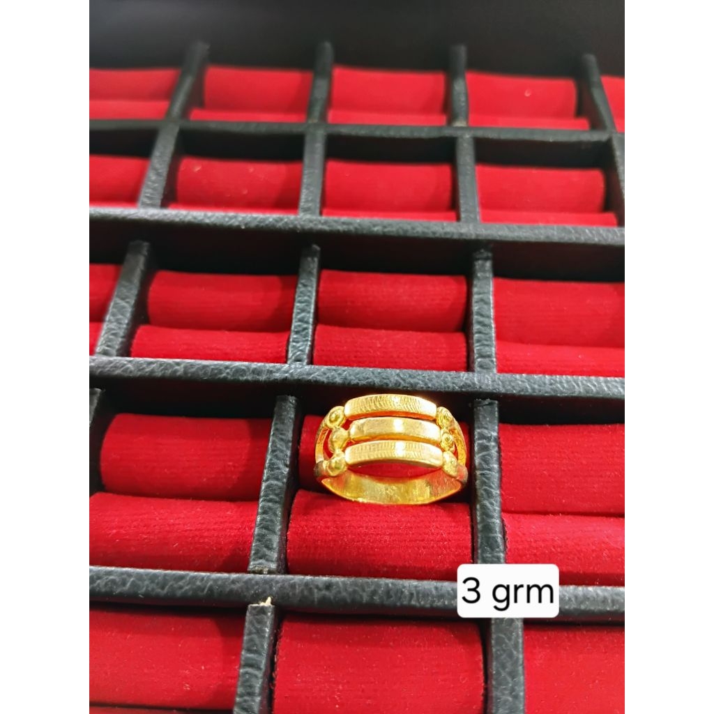 Cincin Model 3 Baris Emas LM 99,9%