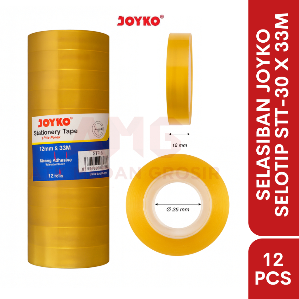 

12 PCS SELASIBAN JOYKO STT-30 PER SLOP 12 MM X 33 MTR TEBAL