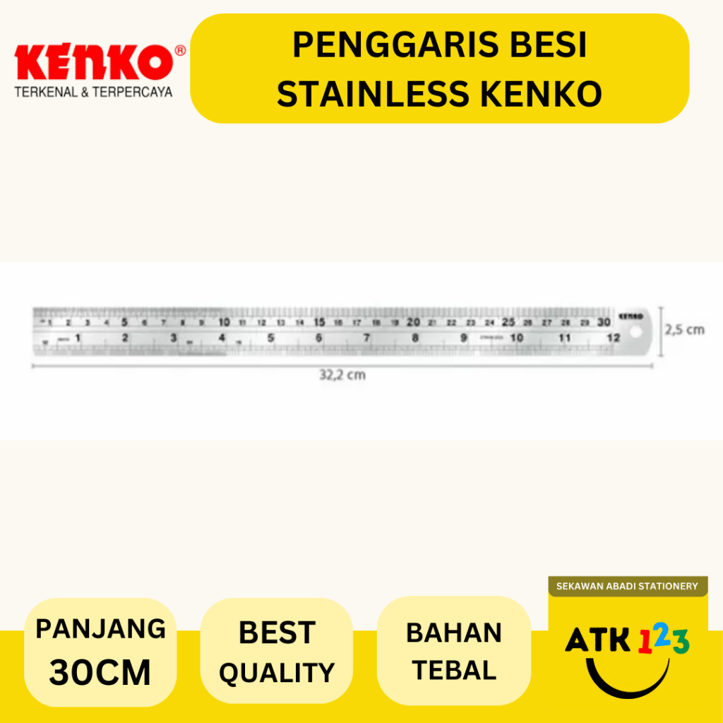 

KENKO Penggaris Besi Kenko 30 cm Tebal / Penggaris Besi Tebal