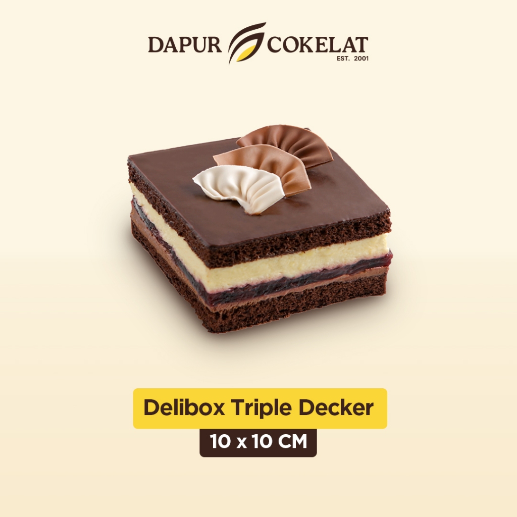 

DAPUR COKELAT - Delibox Triple Decker 10x10 | Kue Cokelat untuk Semua Moment dengan Manis Cokelat dan Selai Blueberry