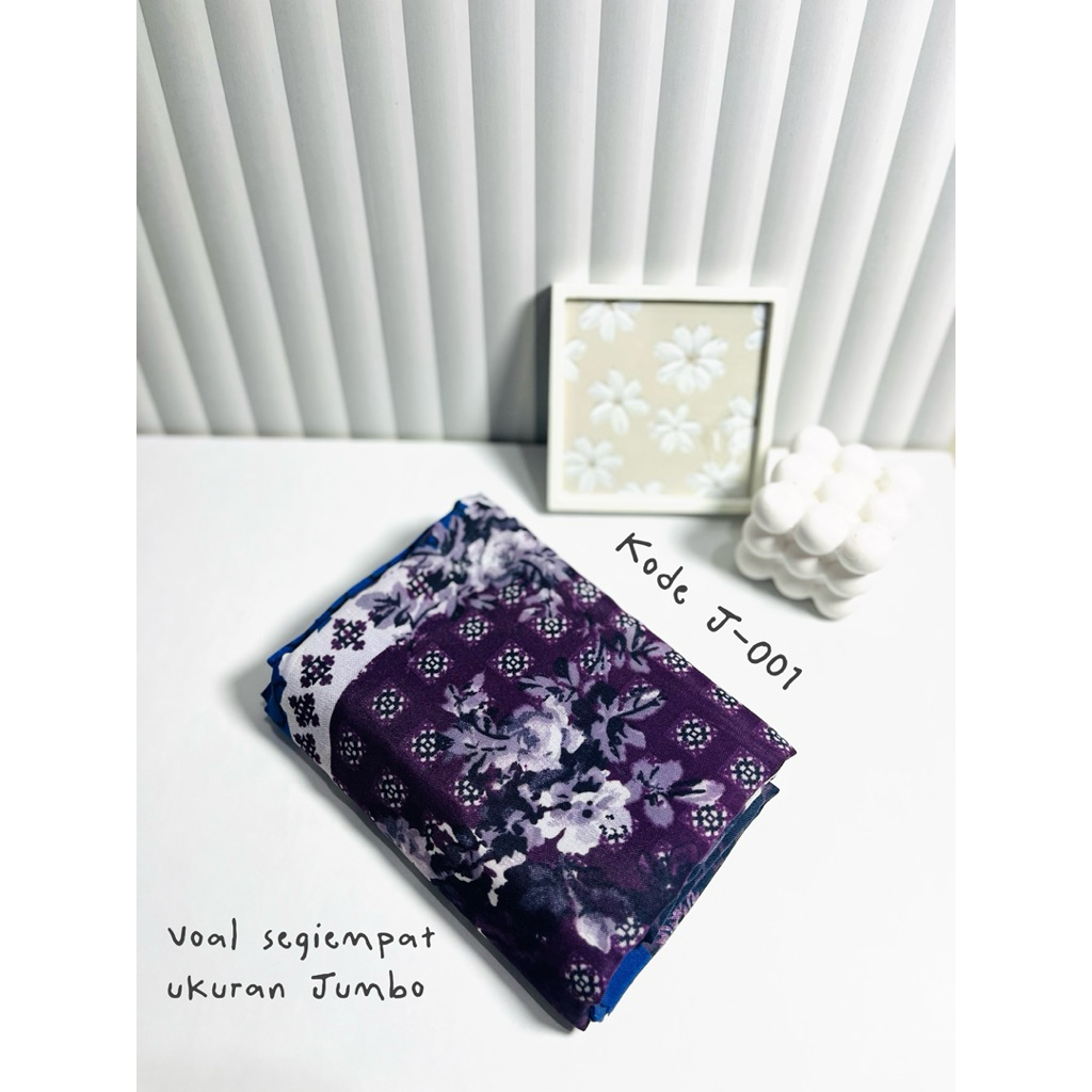HIJAB SEGI EMPAT JUMBO, SYAR’I CORAK BUNGA, RANDOM MOTIF, ABSTRACK BAHAN VOAL PREMIUM