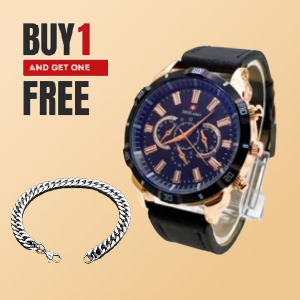 New Promo - Jam Tangan Swiss Army Kulit Buy 1 Get 1 Free Gelang Rantai Keren Anti Air Paling Laris 2