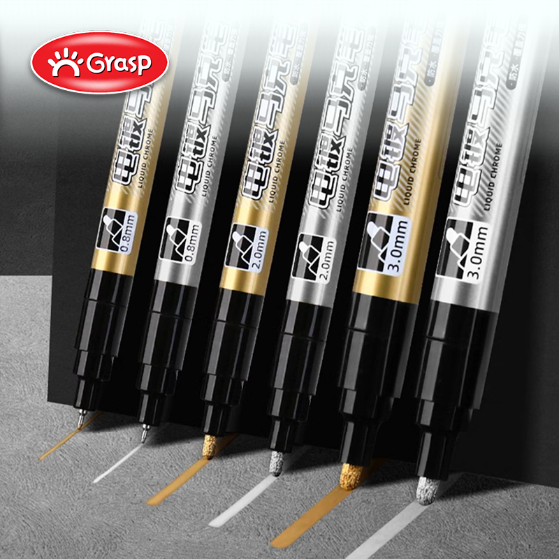 

GRASP Marker Metalik Permanen Spidol Liquid Chrome Paint Marker Silver Emas MW015