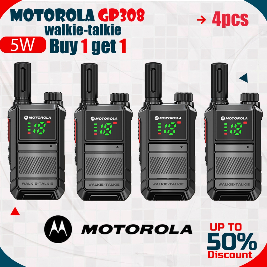 [4unit]HT Motorola GP308 Walkie talkie two way radio jarak jauh 10KM Daya Tinggi 10W 16 Saluran Radi