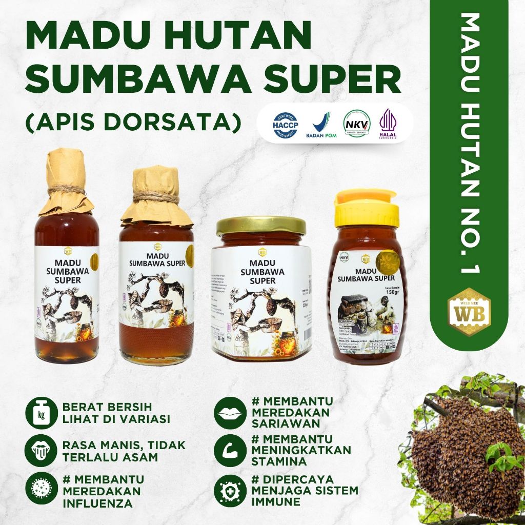 

WB Wild Bee - Madu Sumbawa Super / Lebah Apis Dorsata - Wild Bee - Kemasan Try Kit - Beli 10 Gratis 1