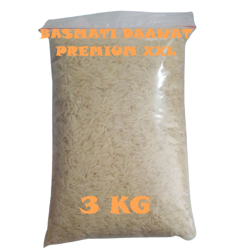 

Beras Basmati Daawat Premium xxl Kemasan Repack 3kg Basmati Creamy Sella Rice