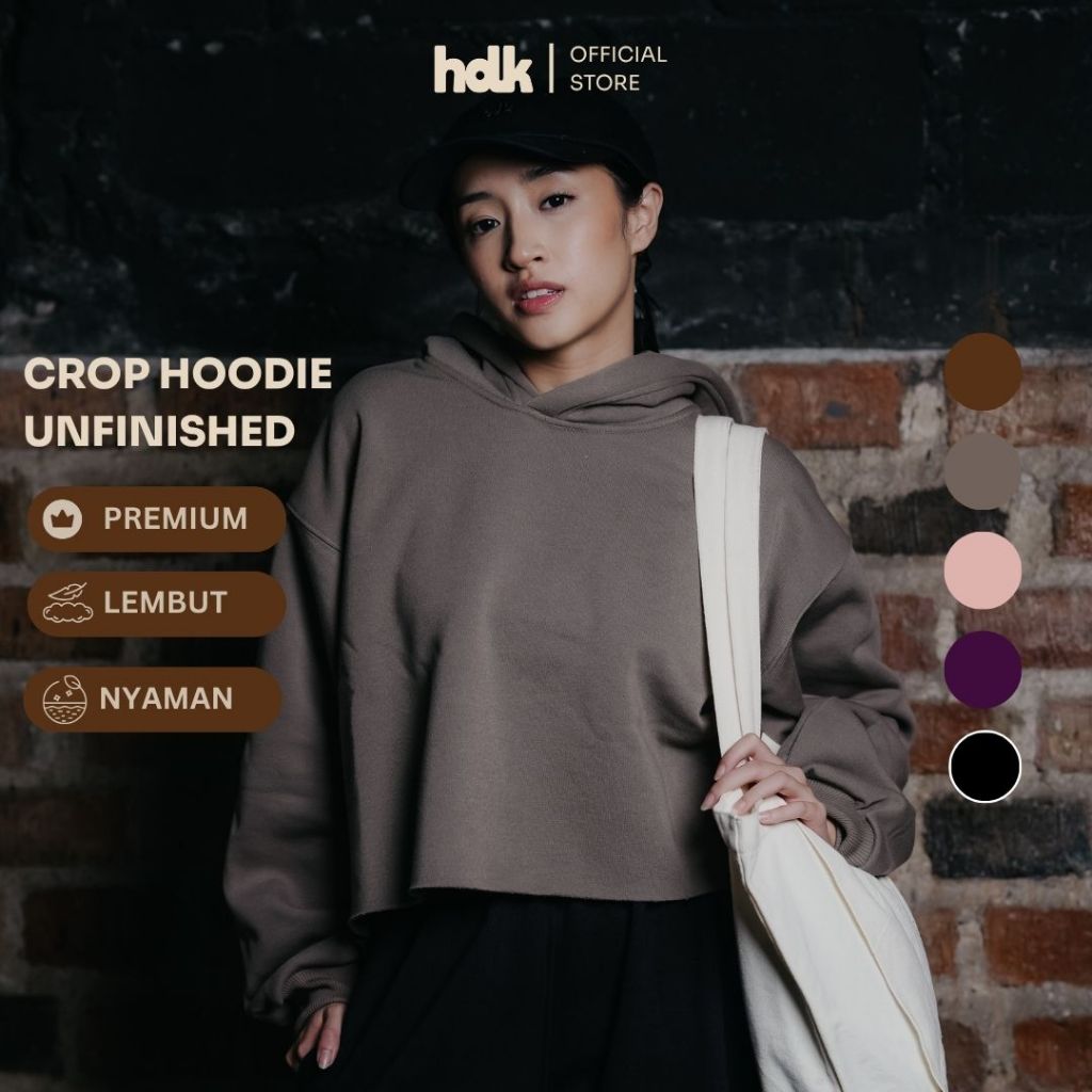 [LIVE] Hoodieku Hoodie Crop Wanita Unfinished Premium Polos | Fleece Tebal & Adem | Lokal Handmade |