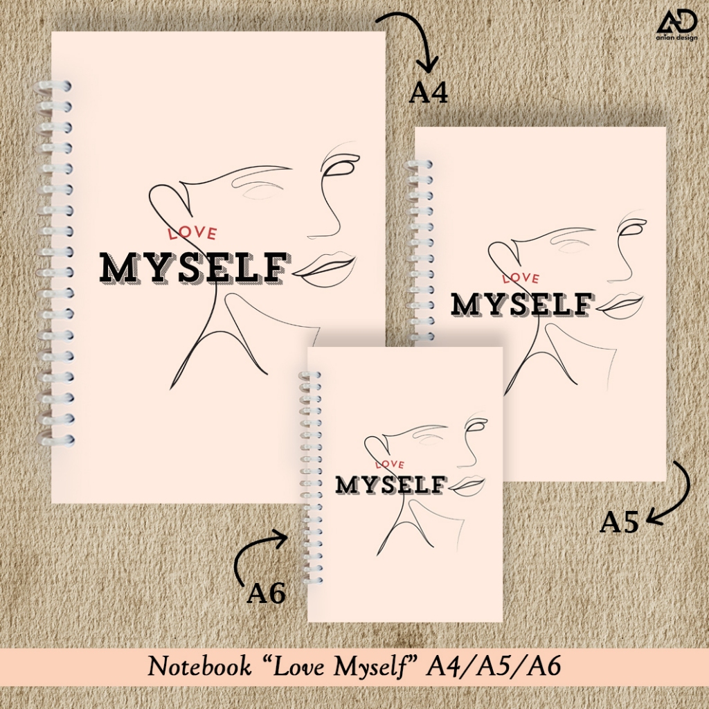 

LOVE MYSELF" Notebook / Buku Catatan / Buku Diary Cantik Aesthetic / A4 / A5 / A6