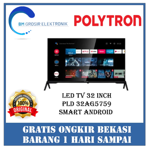 POLYTRON TV LED 32AG5759 TV 32INCH ANDROID TV