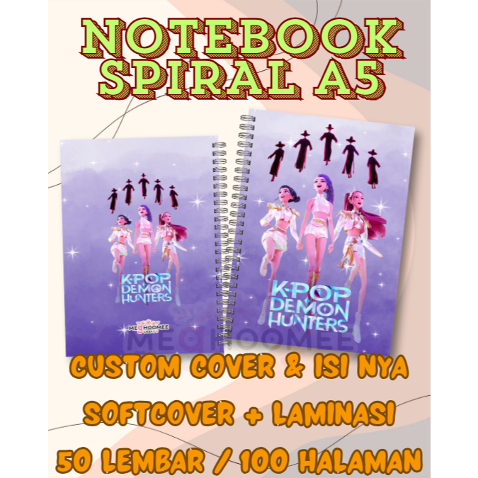 

CUSTOM NOTEBOOK A5 SPIRAL 50LBR/100HAL BUKU CATATAN
