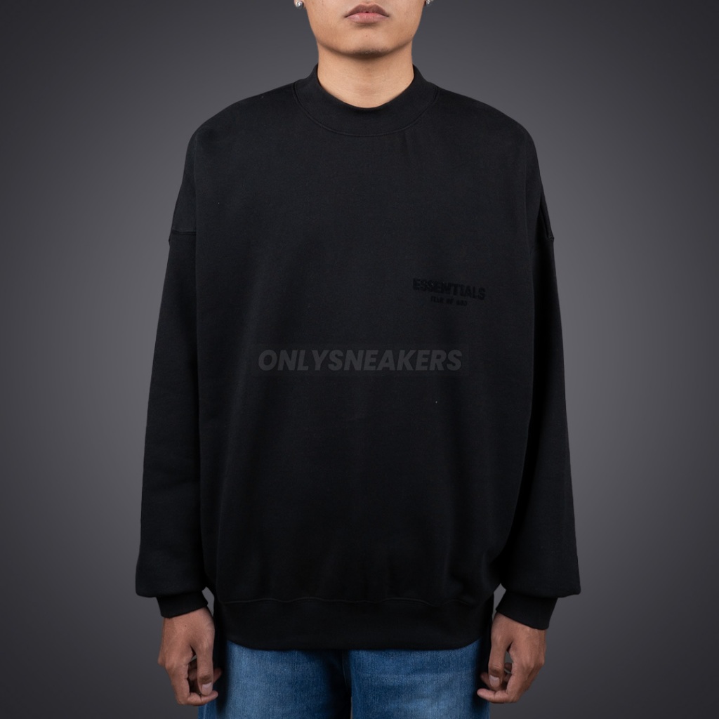 ESSENTIALS CREWNECK SWEATSHIRT STRETCH LIMO BLACK