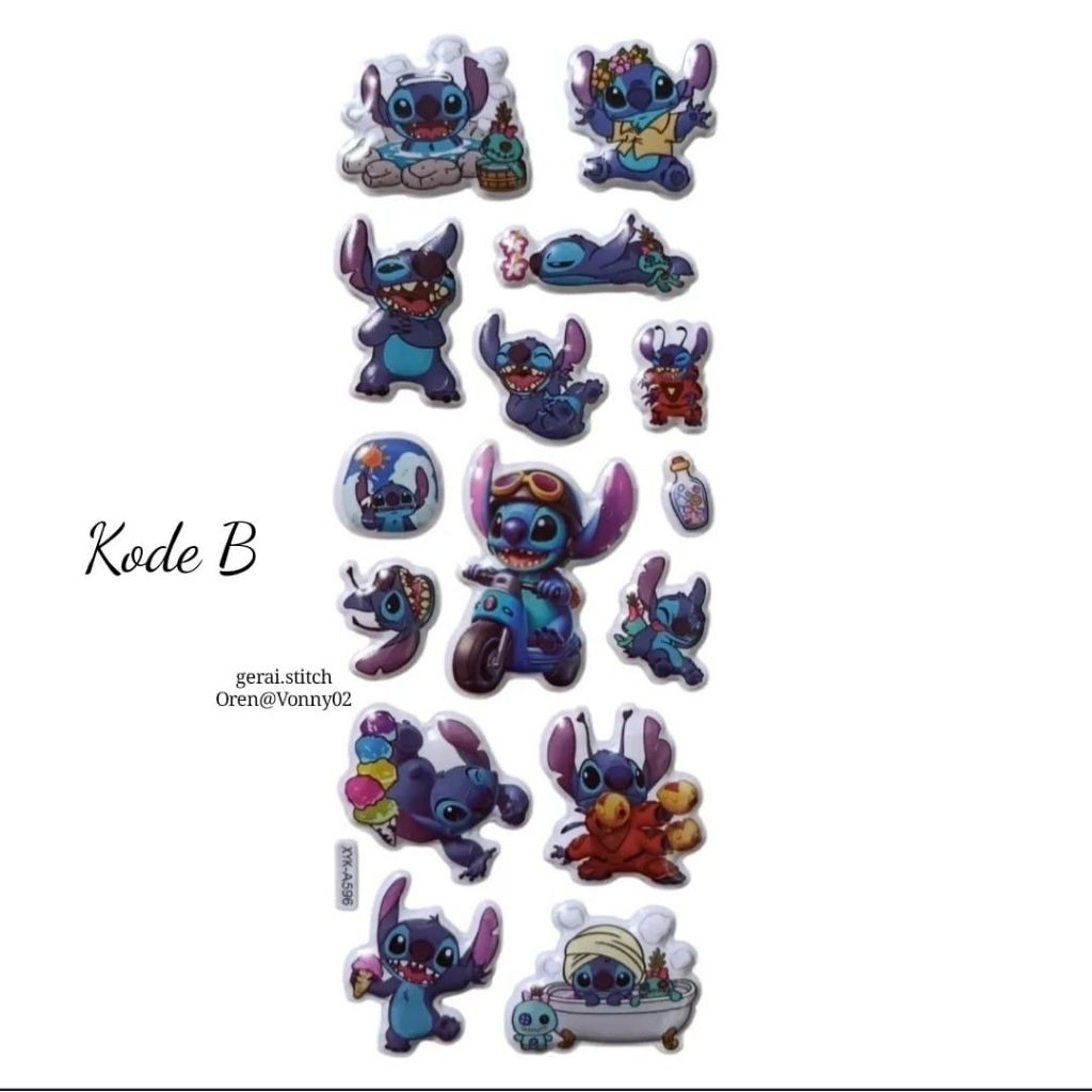 

Sticker 3D timbul Disney Stitch Ada 4 Motif