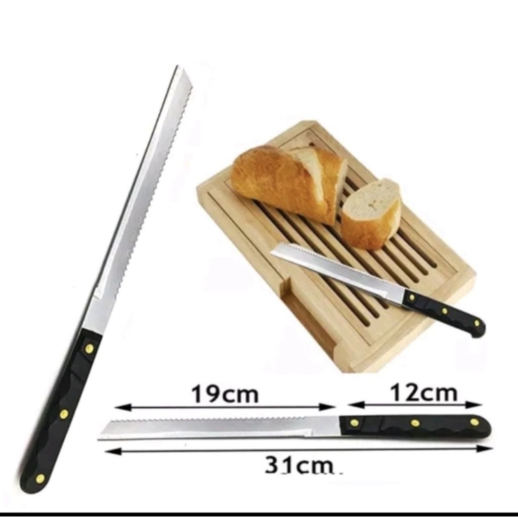 pisau potong kue roti stainless asli tajam 2sisi