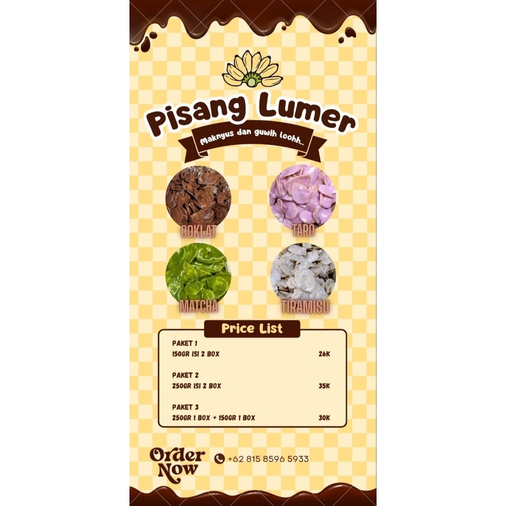 

keripik pisang lumer (Coklat Matcha Tiramisu Taro) satuan