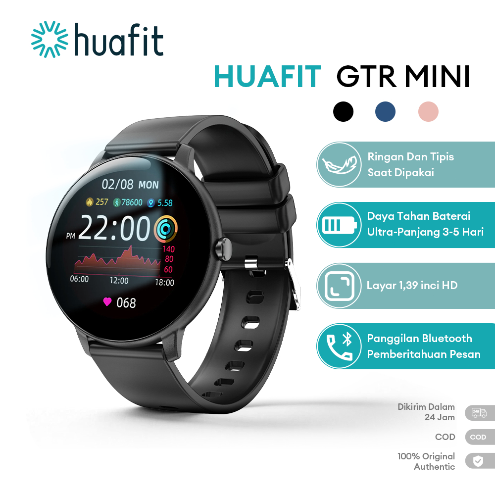 Huafit GTR Mini Smartwatch 1.39 Inci HD Layar Sentuh IP67 115 Mode Olahraga