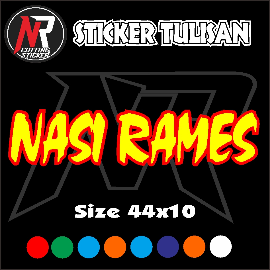 sticker tulisan nasi rames sticker tempelan untuk nama jualan di gerobak roda