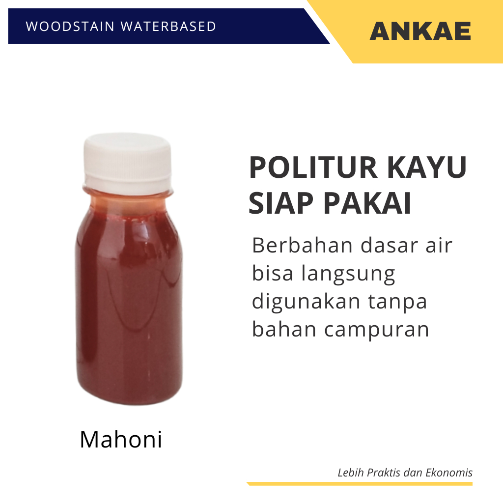 Plitur Kayu Jati Mahoni 60ml Siap Pakai Poles Pewarna Kayu Waterbased Bambu Rotan Triplek