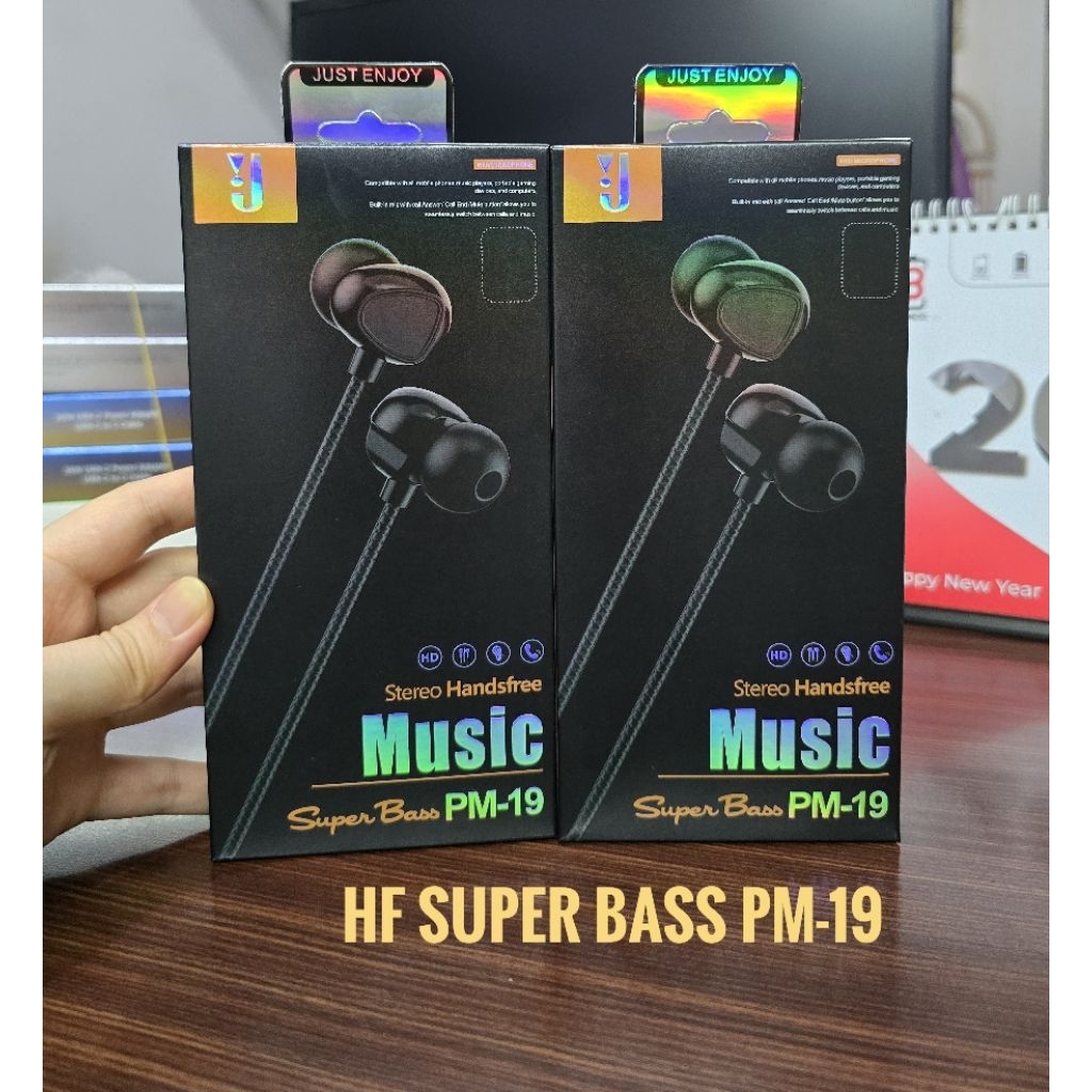 HANDSFREE SUPER BASS PM-19 / EARPHONE HEADSET STEREO BASS PM-19