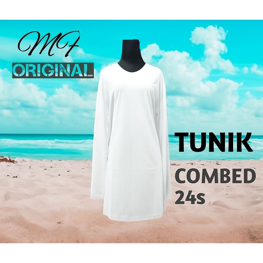 Mf Kaos Tunik Wanita Muslim Baju Kaos Katun Combed 24s Putih