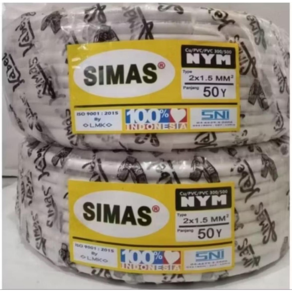Kabel NYM SNI Simas 2x1,5 / kabel simas 2x1,5 50 yard