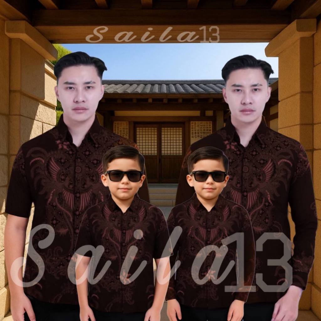 TERBARU KEMEJA BATIK PRIA NARESWARA MAHOGANY BROWN coklat mahogany ayah dan Batik anak cowok mahony