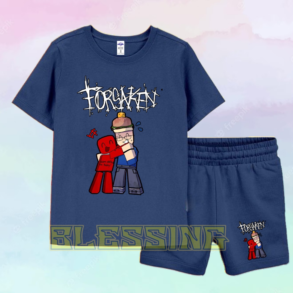 Setelan Baju Kaos Anak Motif Forsaken Roblox Coolkids vs 007n7 - Setelan Baju Kaos Anak Laki Laki Da
