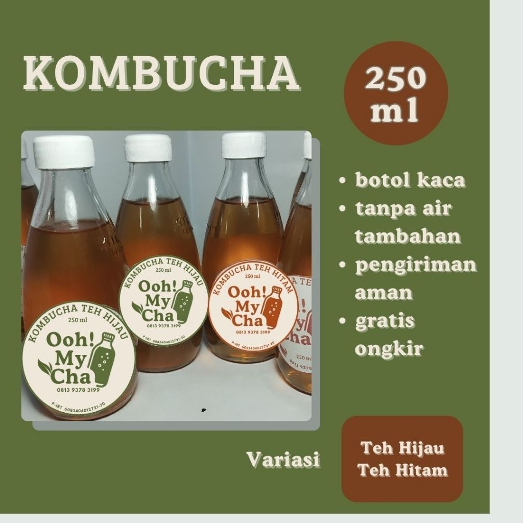 

Kombucha Teh Hijau Hitam 250 ml Ooh My Cha Botol Kaca Tanpa Diencerkan