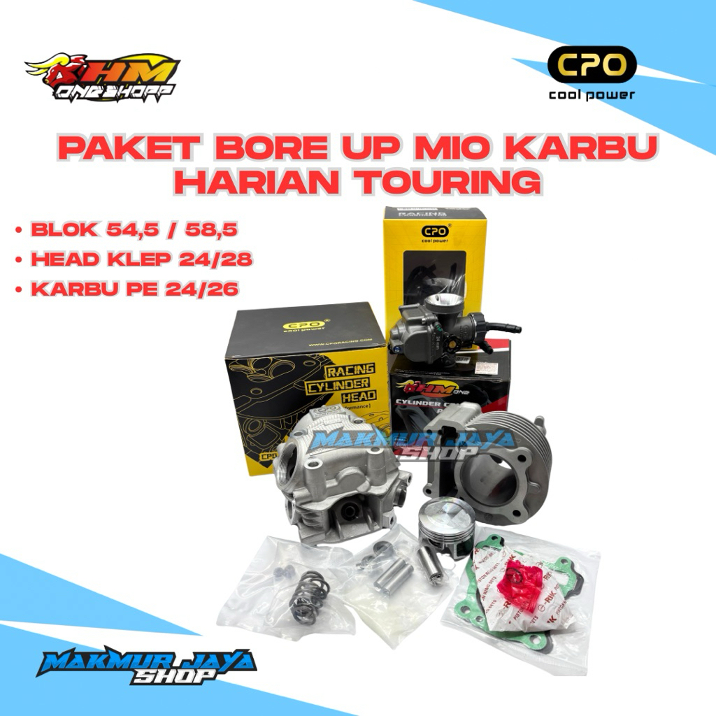 PAKET BORE UP MIO KARBU FINO KARBU SOUL KARBU NOUVO BLOK SET HEAD DAN KARBU PE CPO 24/26