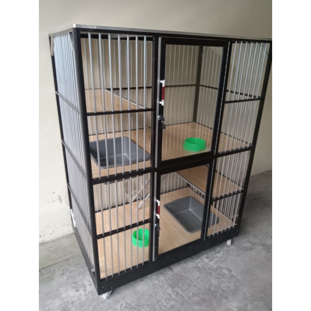 Kandang Kucing 2 pintu Aluminium/ kandang hewan peliharaan/ Kandang Kucing Aluminium/kandang Kucing/