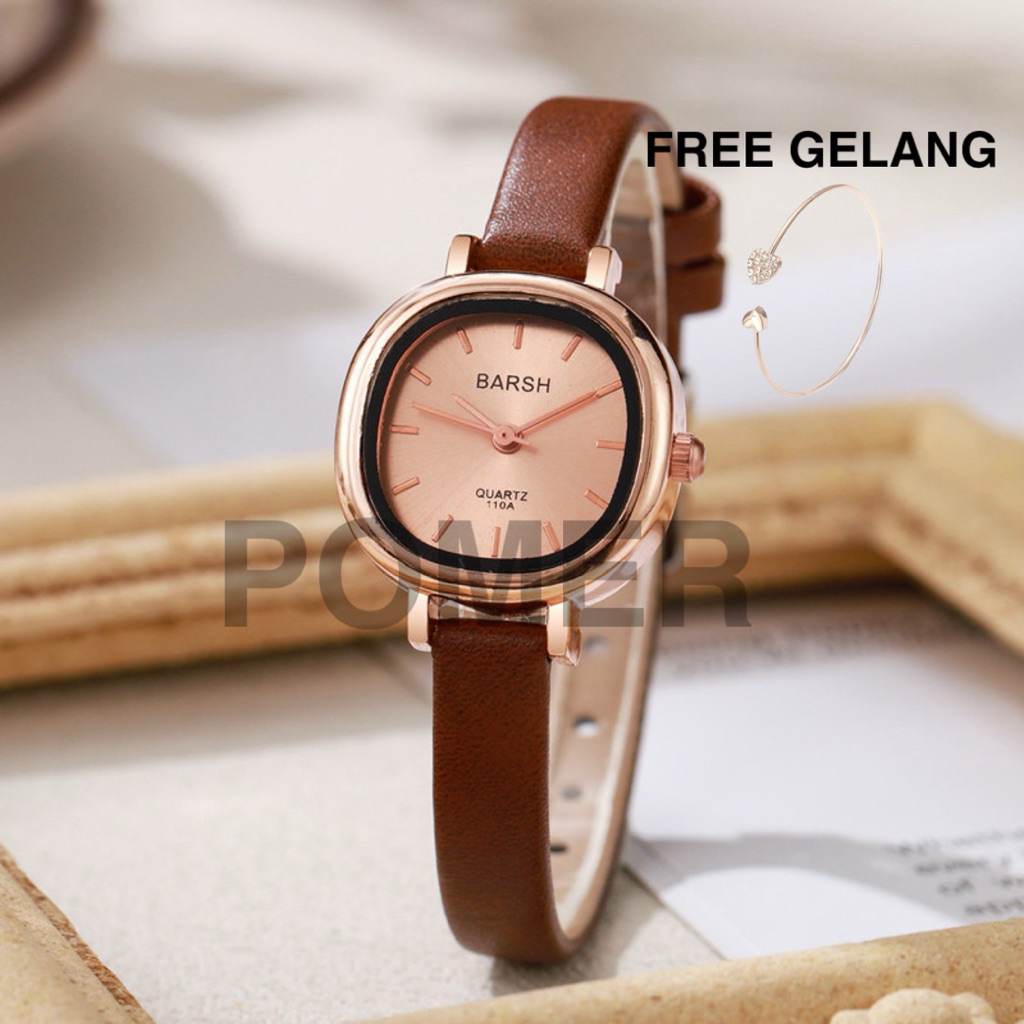 [FREE GELANG] Jam Tangan Korea Wanita Jam Analog Kecil Tali Kulit Korea Fashion Jam Tangan Wanita Ja