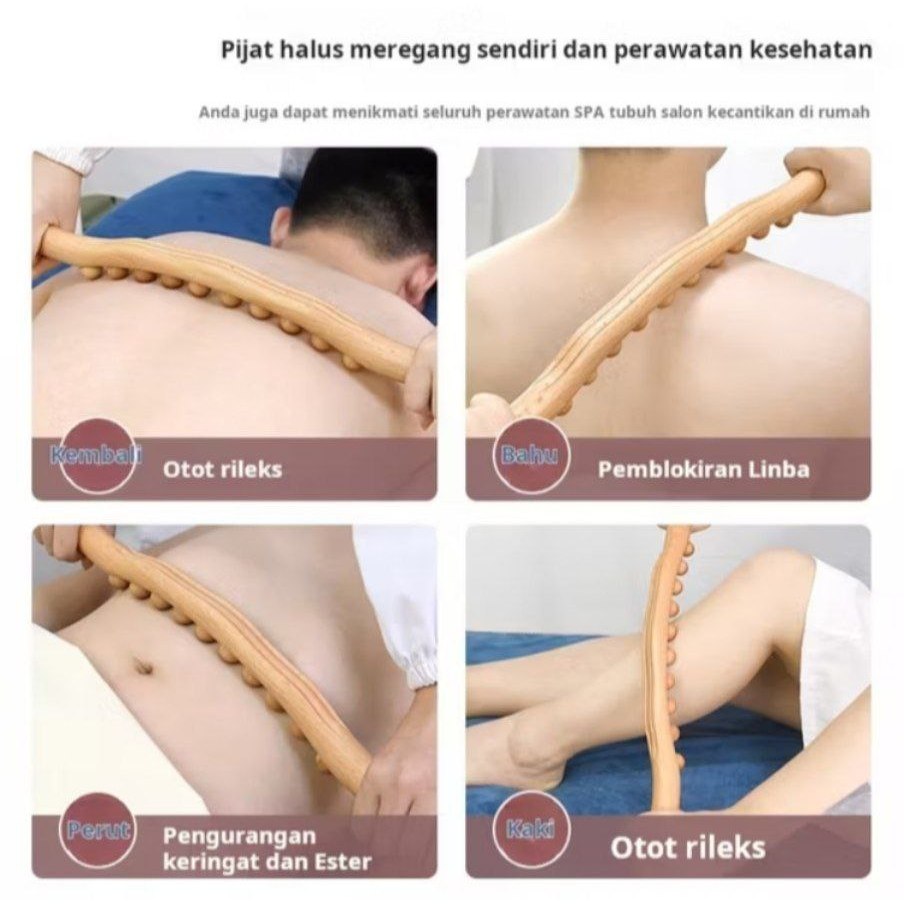 Tongkat refleksi terapi / tongkat refleksi therapy tongkat gua sha bahan kayu