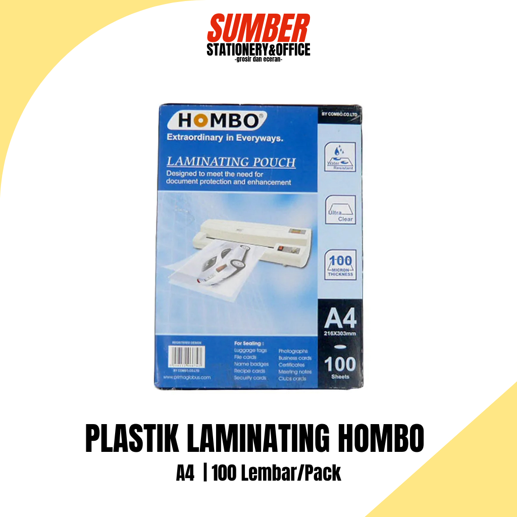 

Plastik Laminating Hombo A4 - 100 Lembar [1 Pack] (PL-H-A4) - Untuk Dokumen Penting