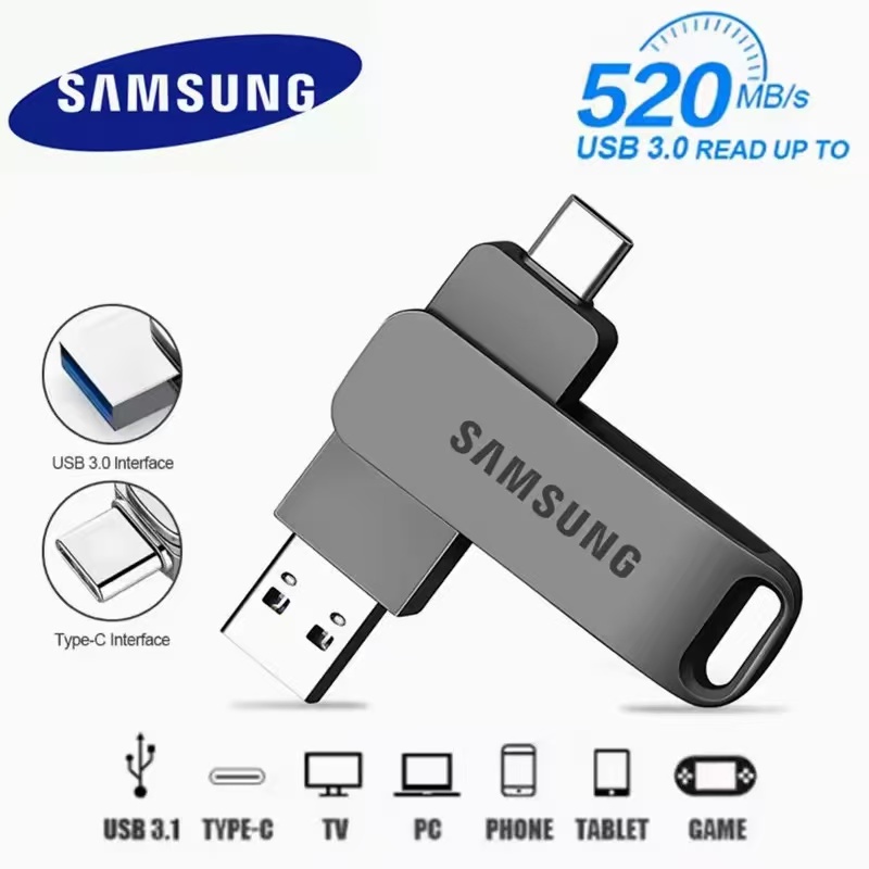 SAMSUNG TYPE-C Flashdisk USB 1tb 2tb Kecepatan Tinggi, Driver Flash Logam USB , USB Flash Drive Untu