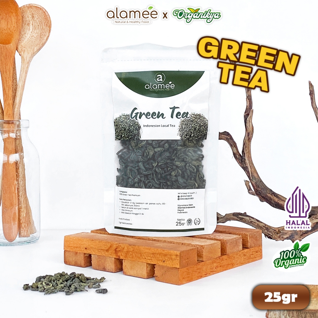 

ALAMEE Teh Hijau Green Tea Organic Kering Organik Greentea Minuman Herbal 25 gram organikya