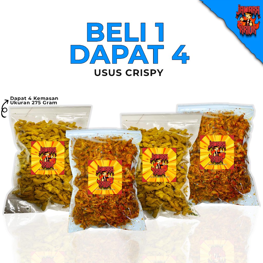 

JAWARAKRIUK - Beli 2 Gratis 2 Usus Crispy Rasa Original 275gr Pedas 275gr Pilih 4 Variant Kripsus