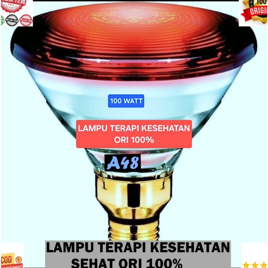 A48 Lampu terapi PENGHANGAT PANAS SUHU HANGAT SINAR TERANG THERAPY REMATIK KULIT 100 W infrared ORI 