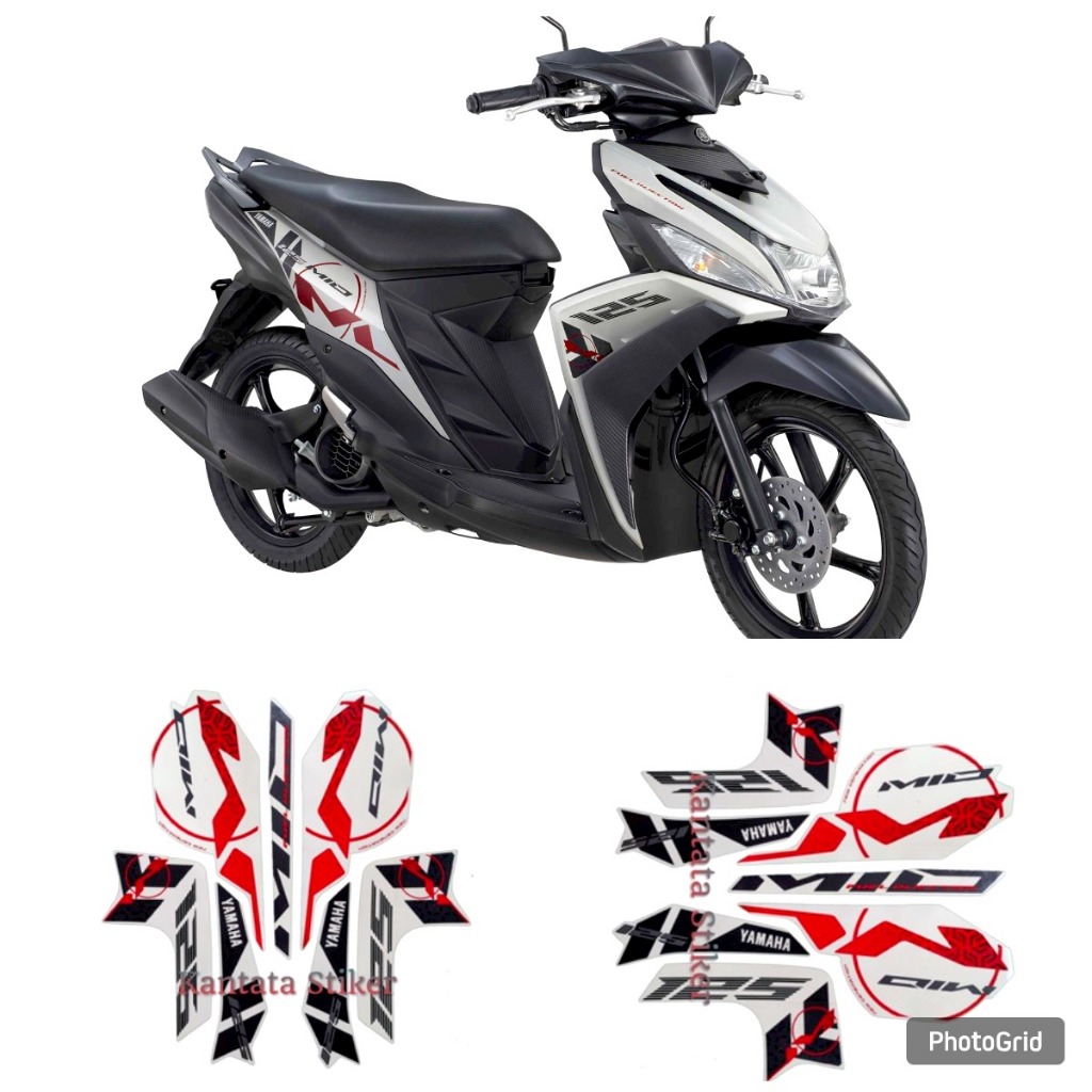 STIKER STRIPING LIS LES BODY MOTOR YAMAHA MIO M3 2015 PUTIH STANDAR FULL SET