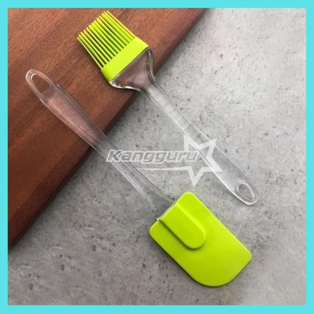KANGGURU Kuas Spatula Silikon Set Silicone isi 2 Set dan Hanya Spatula gagang krystal 1pc