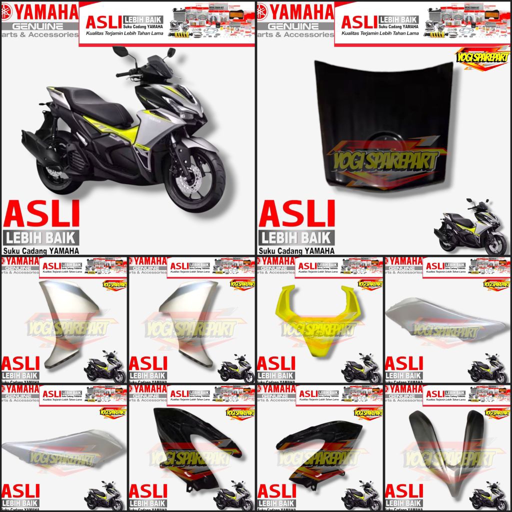 COVER FULL SET BODY HALUS AEROX ALPHA STANDARD 155 (SILVER) ORIGINAL YAMAHA BWP
