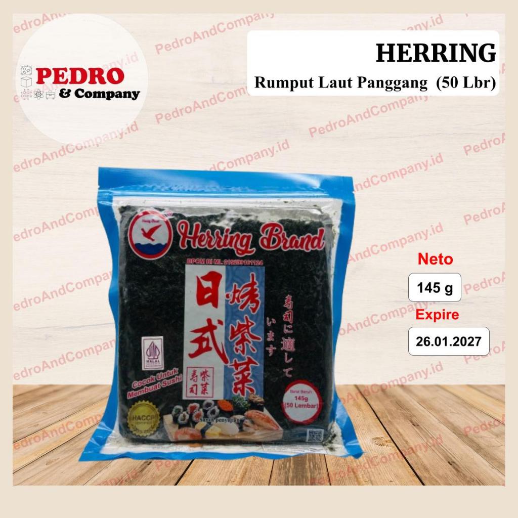 

Herring brand rumput laut panggang sushi nori 145 gram seaweed 50sheet
