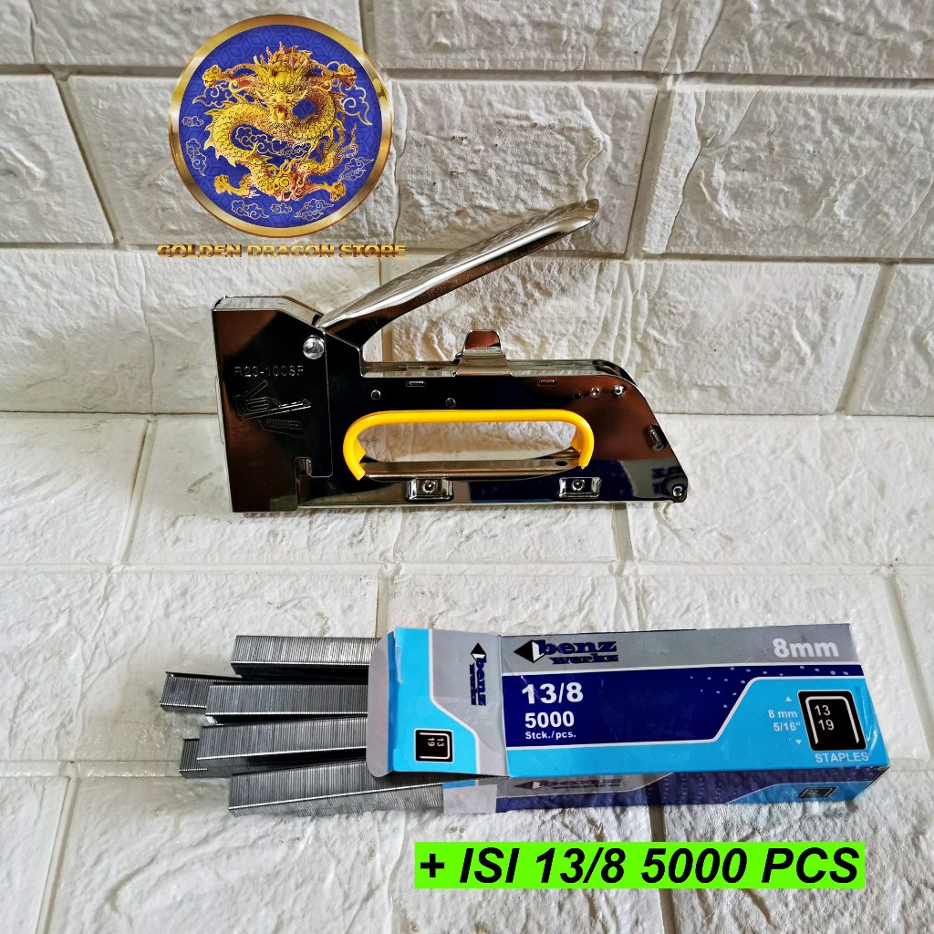 

Staples Steples Stapler Tembak / Gun Tacker R23 Kertas Kayu Jok 13/4-6-8mm