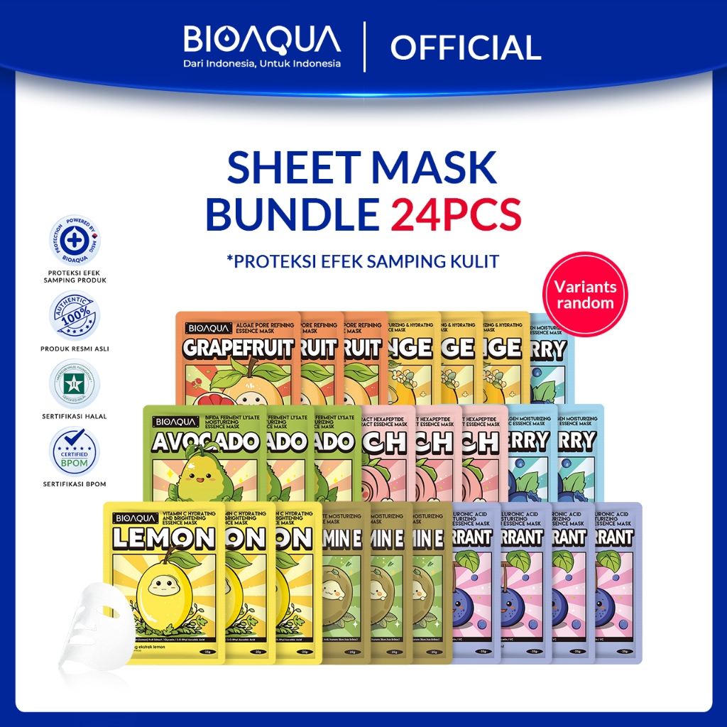 BIOAQUA Sheet Mask Paket Brightening Moisturizing Skin Care Hydrating Essence Face Mask Anti aging M