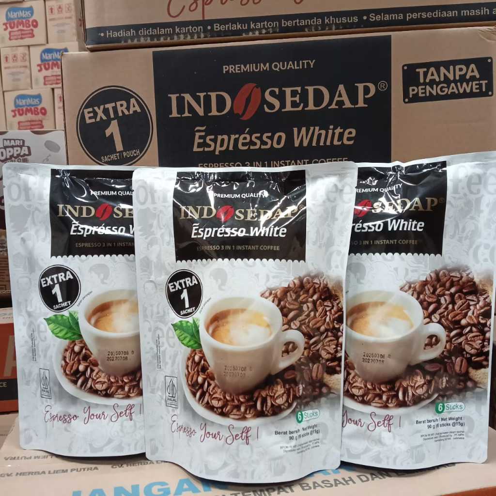 

Indosedap Espresso White kemasan pouch (isi 6+1 sachet)