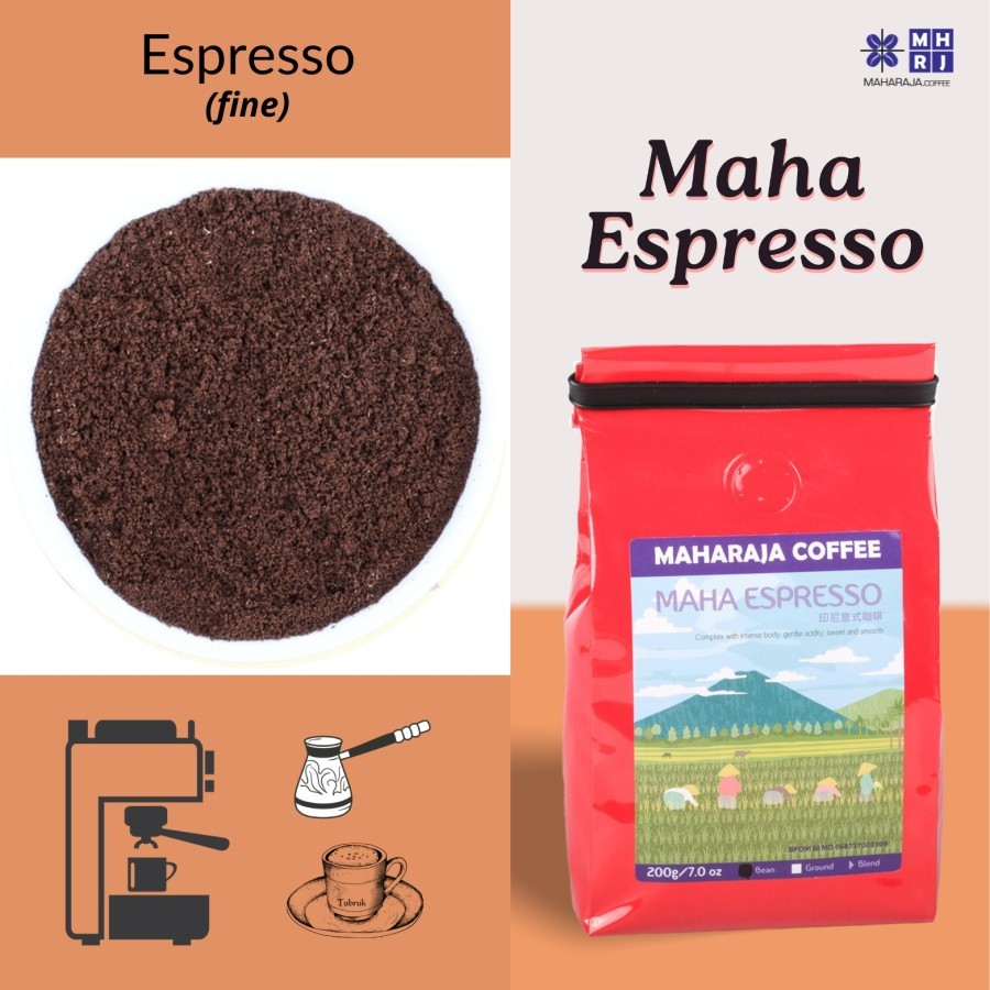 

Maharaja Coffee Espresso Europa Blend 200g / 1kg Arabika Robusta 80:20 Kopi Sangrai Econo Pack