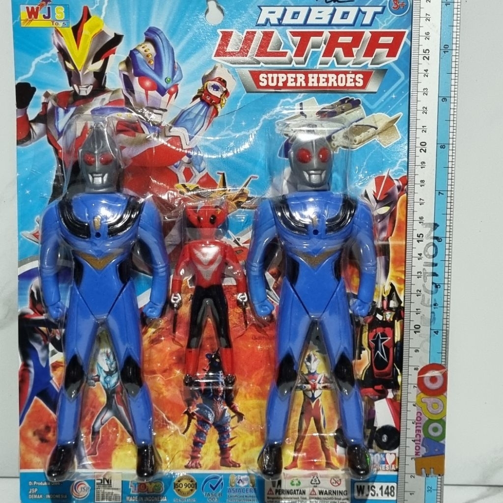 mainan ultraman isi 3 lengkap dengan ultraman kecil - ROBOT ULTRA super heroes 2+1